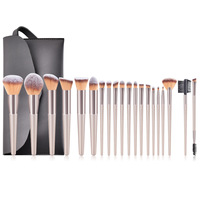 Pinceau de maquillage doré et champagne avec étiquette personnalisée Pinceau de maquillage privé végétalien de luxe avec manche en bois