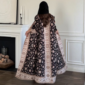 Custom <strong>Orders</strong> Accepted Women Four-Way Stretch Polyester Floral Ankle-Length Pleated Cardigan Dubai Fashion Wedding Ethnic <strong>Abaya</strong> - Product Image 5