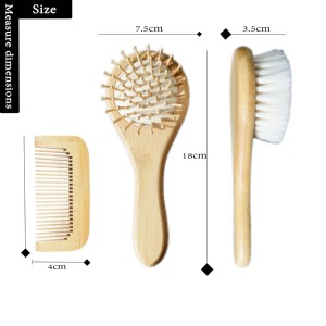 3 pezzi eco-friendly Set spazzola per capelli e pettine in bambù antistatico per massaggio del cuoio capelluto - Product Image 2