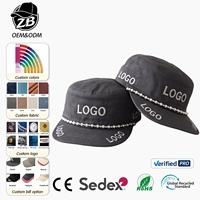Gorra de Béisbol de Lujo con Parte Superior Plana, Decorada con Cadena de Perlas y Logotipo Bordado en 3D Personalizado, para Mujeres, para Fiestas