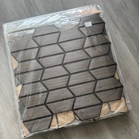 Autocollants muraux 3D en mousse acoustique à coller soi-même, motif géométrique imitation bois, auto-adhésifs pour la décoration du salon et de la chambre