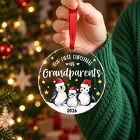 Notre Premier Noël Grandparents 2026 - Ornement en Acrylique - Cadeau d'Annexionnement pour Nouveaux Grandparents (Chine)