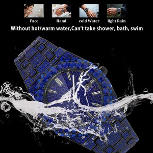 Relojes para Hombre, Especiales y Modernos, con Calendario, Manecillas Luminosas, Estilo Hip Hop, Reloj de Pulsera con Esfera Completamente Decorada con Diamantes de Imitación - Product Image 6