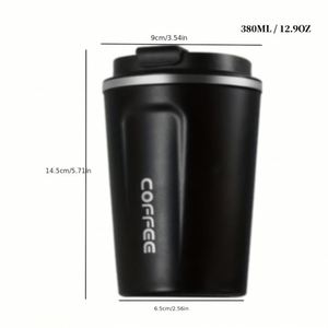 Mug de voyage isotherme en acier inoxydable 380 ml (13 oz) avec logo personnalisé, anti-fuite, réutilisable, couvercle rabattable, maintien thermique 6-12 heures - Product Image 2