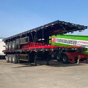 Mới được sử dụng 2 3 4 trục 40 ft bên Tải nâng/tự tải Container xe tải Trailer phẳng bán xe tải rơ moóc phẳng - Product Image 5