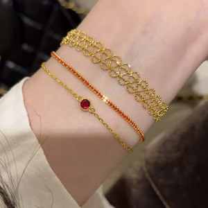 Bracelets en or avec cordes rouges et diamants rouges tressés à la main, empilés, sont à la mode, polyvalents et sophistiqués, parfaits pour votre signe du zodiaque. - Product Image 2