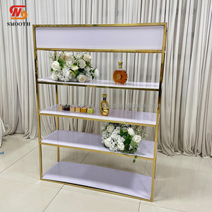 LEDA Wedding Events event Modern New Arrival Gold Iron Metal Wine Rack <b>Backdrop</b> <b>Stand</b> - Product Image 2