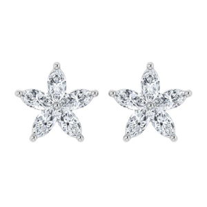 ต่างหูเพชรทรงมาร์คีส์ รุ่น RATAN JEWELS เพชรเลี้ยงในห้องปฏิบัติการ ทองคำขาว 14K ความใส VVS รูปทรงดาว ขายส่งเครื่องประดับสำหรับผู้หญิง - Product Image 4