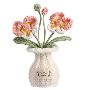 Poupée tournesol colorée en coton et laine, crochetée à la main, ornement en fil, phalaenopsis tricotée et petite poupée - Product Image 4