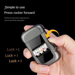 Encendedor de Cigarrillos Metálico Recargable USB de Doble Arco, Diseño Creativo de Máquina Tragamonedas con Frutas, Mini, en Caja de Regalo - Product Image 2