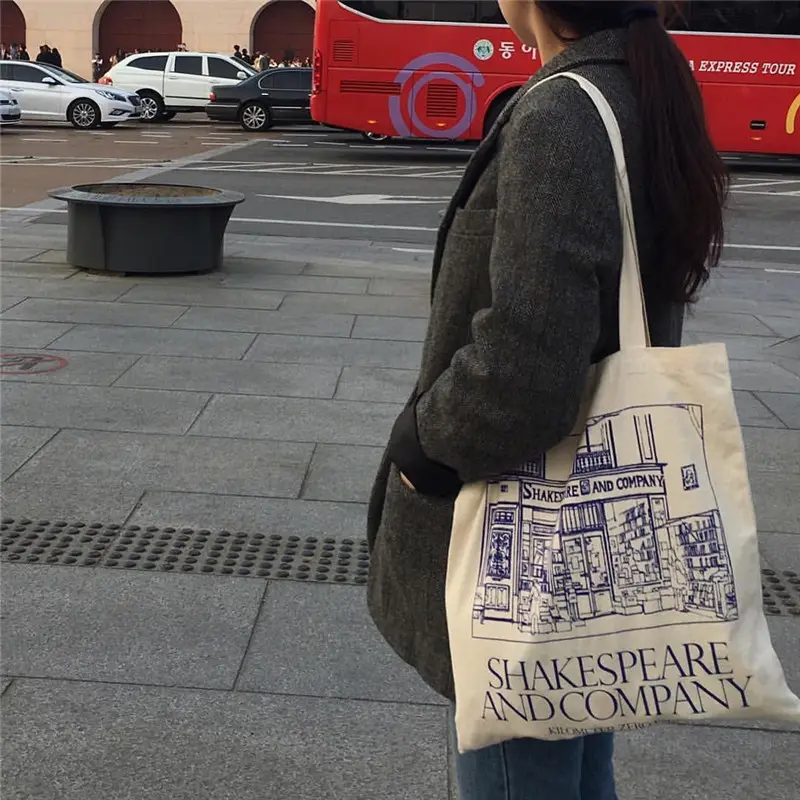 Frauen große Leinwand Schulter Shakespeare drucken Damen Einkaufstaschen Baumwoll tuch Stoff Lebensmittel handtaschen Einkaufstasche Tasche für Mädchen