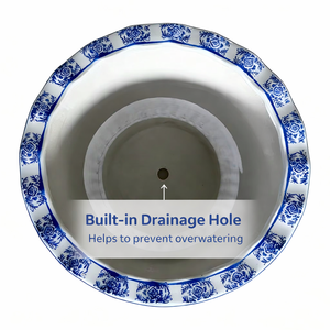 Maceta Moderna <span class=keywords><strong>de</strong></span> Cerámica Azul y Blanca, Florero Grande Esmaltado, Florero <span class=keywords><strong>de</strong></span> Porcelana Hecho a Mano con Orificio <span class=keywords><strong>de</strong></span> Drenaje para Decoración del Hogar - Product Image 4