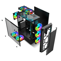 SNOWMAN Simple Installation Design PC Case Mid Tower Chassis with Tempered Glass for Gaming & Office ATX / M-ATX / Mini-ITX