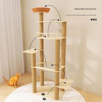 Torre para Gatos Grande con Cama Tejida, Cápsula Transparente, Barandilla de Seguridad y Postes Rascadores de Cuerda de Cáñamo para Familias con Múltiples Gatos