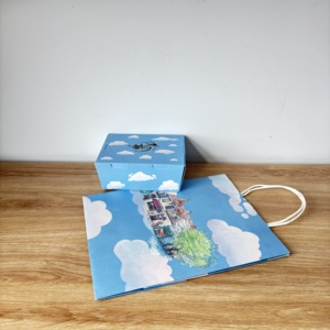 Kotak kemasan kue dan tas kertas roti kustom Set kotak kue tema awan tas pegangan kemasan hadiah untuk kedai kopi makanan penutup - Product Image 4