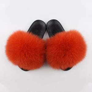 <span class=keywords><strong>Pelliccia</strong></span> di volpe verde di lusso estiva da ragazza per pantofole da donna leggera <span class=keywords><strong>arancione</strong></span> vera <span class=keywords><strong>pelliccia</strong></span> di volpe alla moda e calda - Product Image 6