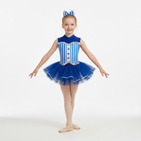 Robe de tutu de ballet rayée rouge et noire en polyester pour filles, col haut, sans manches, tenue de danse de scène pour enfants, tenue de jazz