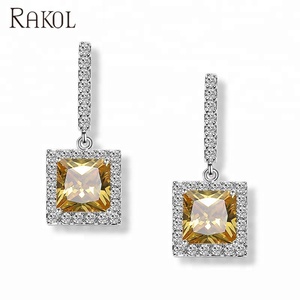 Pendientes de Circonita Cúbica AAA Cuadrados para Novia RAKOL EP246, Joyería Nupcial - Product Image 5