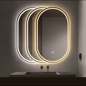 Specchio da Bagno Intelligente Ovale di Lusso CF Senza Cornice con Luce a Led, Montaggio a Parete, Schermo Tattile Antiappannamento - Product Image 5