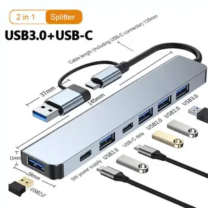 8 In 1 7 Port Splitter Data Usb3.0 8in1 Typ-C 8en Docking Station 7in1 Dockdeck Usb-C 2.0 Type-C Usbc 3.0 Type Usb C Hub