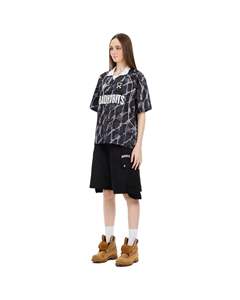 เสื้อยืดทรงบ็อกซี่ผ้าโพลีเอสเตอร์ลายกราฟิกพิมพ์ด้านหน้าพร้อมป้ายปัก - Product Image 5