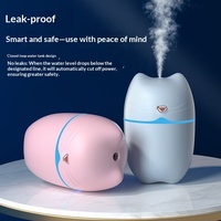 Humidificateur d'air de bureau mignon en forme de chat, 260 ml, lumière d'ambiance colorée, mini humidificateur silencieux