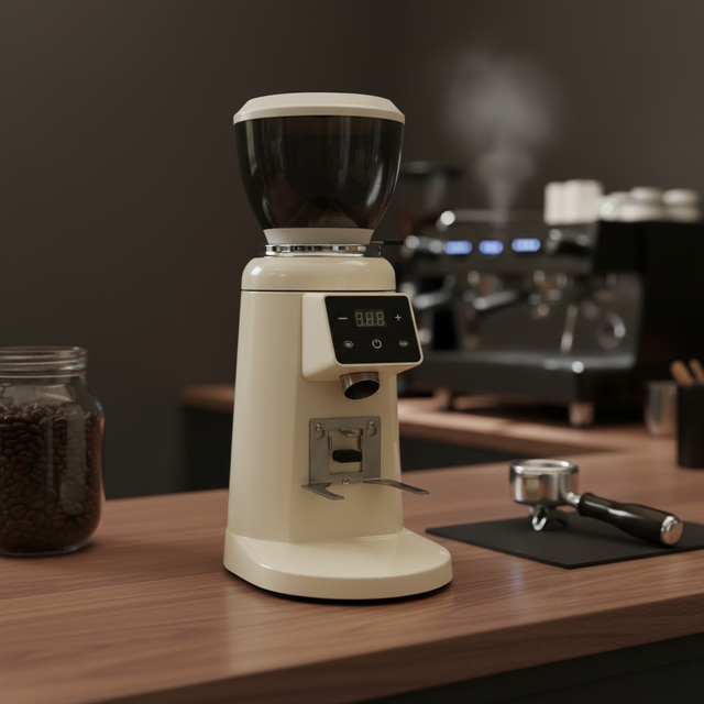 Quality Electric Automatic Espresso Coffee Grinder 60mm Flat Burr Stainless Steel Blade LCD Screen for Household & Hotel Use