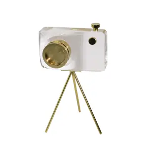 Moderne Luxe Golden Crystal Metalen Camera Model Voor Home Decor Kristal Ambachten Voor Souvenir Geschenken Top Kwaliteit Crystal Ornamenten