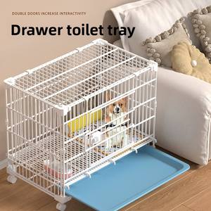 <span class=keywords><strong>Cage</strong></span> intérieure solide pour petits chiens avec construction en fer Roues de transport faciles Chenil empilable à boutons avec plateau en plastique - Product Image 3