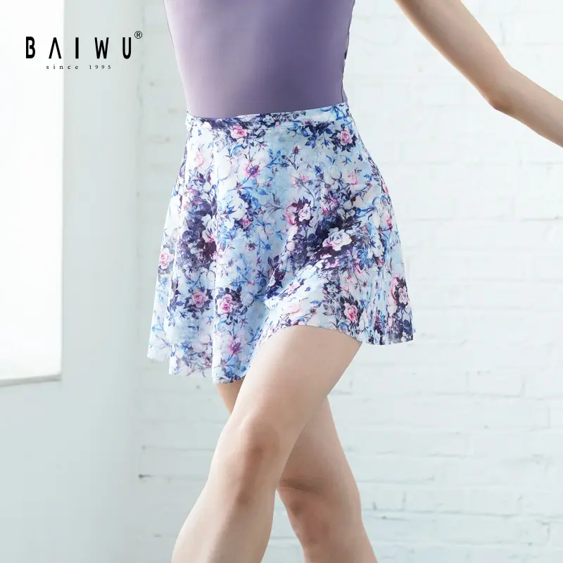 Baiwu กระโปรงบัลเล่ต์ผ้าตาข่ายสำหรับเด็กผู้หญิง,ชุดเต้นบัลเล่ต์ลายดอกไม้ชุดฝึกเต้นรัดรูปสามารถจับคู่กับชุดรัดรูปได้119143005