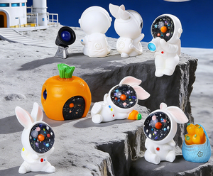 Lot de figurines miniatures en résine 3D mignonnes (lapin spatial, astronaute, fusée, OVNI, télescope) pour jardin féerique, maison de poupée et décoration de cupcakes DIY - Product Image 3