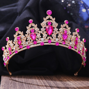 Vàng Mạ Hợp Kim Vương Miện Headband Đầy Màu Sắc Rhinestone Cho Sinh Nhật Pageant Công Chúa Đảng Wedding Tiara Với Pha Lê Chính - Product Image 4