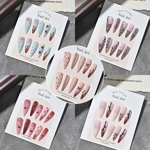 120 piezas de puntas de uñas de gel suave tipo stiletto cortas y lindas, puntas de extensión de uñas de cobertura completa con estampado de leopardo, uñas postizas francesas para salón. - Product Image 3