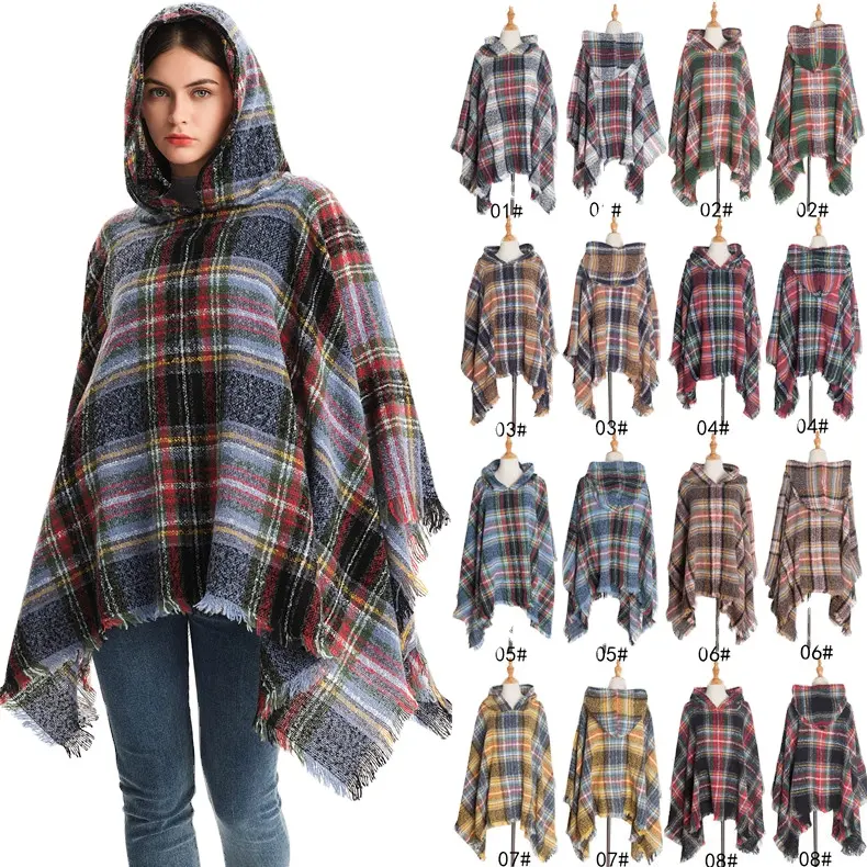 2023 Pashmina Wholesale New Fashion Women Blanket Female Cashmere Warm Thick Scarf And Knit Poncho Shawl Cape