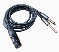 Câble répartiteur XLR femelle à 3 broches vers double Y de 1/4 pouces, cordon adaptateur convertisseur audio XLR femelle vers double prise TS mono de 6.35mm