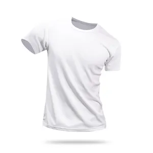 Herren Günstige Plain O-Neck White Blank T-Shirts zum Drucken