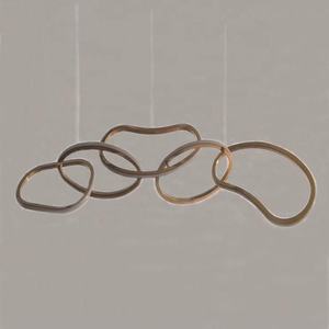 Plafonnier LED en acrylique suspendu composé de 5 anneaux, design moderne, éclairage d'intérieur, luminaire décoratif de plafond, couleur jaune <span class=keywords><strong>or</strong></span>, nouveau modèle - Product Image 4