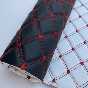 Borduurwerk Gewatteerd Diamantstiksel Leer 6.0Mm Polyurethaanschuim Voor Autostoelhoes Pvc Synthetisch Leer - Product Image 4