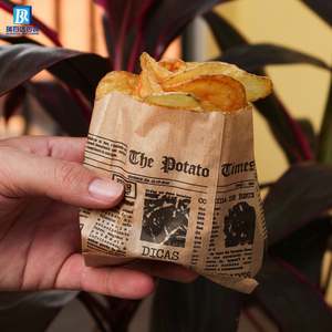 Eco-Friendly <b>Custom</b> Printed PE Coated <b>Wax</b> Bread Paper Bag Oil Proof Kraft Paper for Chips Pizza Milk - Product Image 4