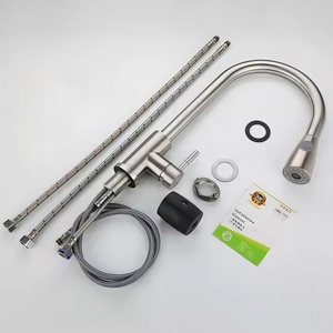 Vòi rửa chén nhà bếp thương mại bằng thép không gỉ, tay cầm đơn, kiểu dáng hiện đại, vòi phun kéo ba chức năng, chất liệu gốm sứ - Product Image 6