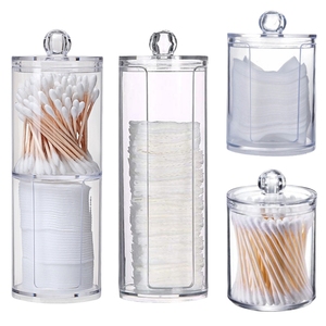 Caja de almacenamiento de bastoncillos de algodón, tarro de baño, joyería de maquillaje, contenedor vacío con tapa transparente, tarro de almacenamiento para el hogar - Product Image 1
