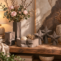 Plateau en céramique marron chocolat et collection de sculptures étoiles – Décoration géométrique pour la maison, idéal pour la présentation sur table