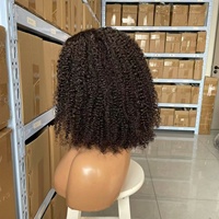 Peluca Bob Corta 12A, Cabello Humano Afro Rizado, Peluca Frontal Rizada, Cabello Remy, Peluca Bob Afro Kinky con Encaje Frontal Transparente