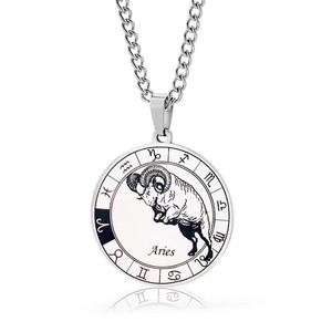 Collana uomo in acciaio inox Con dodici <span class=keywords><strong>segni</strong></span> <span class=keywords><strong>zodiacali</strong></span> ciondolo semplice e di fascia alta accessorio Con-stellation segno di stella Aries - Product Image 5