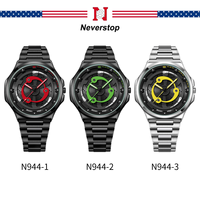 Jam Tangan Pria NS Never Stop N944 Model Roda Berputar, Modifikasi Fashion Kasual, Laris Manis, Bahan Stainless Steel, Tahan Air, Quartz