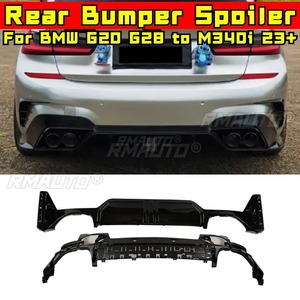 Para BMW Serie 3 G20 G28 a M340i 2023+ Kit de carrocería difusor divisor de labio de parachoques trasero negro brillante Protector de parachoques Modificación - Product Image 2