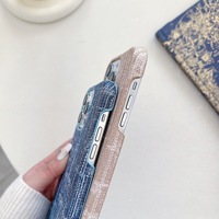 Bleu Denim Jeans et Lacets Coque Arrière Rigide Pour iphone 14 15 pro max 8 plus