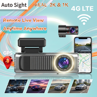 Caméra embarquée DVR 4G GPS double objectif 2K+1080P avant/arrière avec contrôle WiFi via application, 256 Go max, vision nocturne et enregistrement en boucle