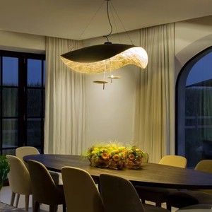Oval Black <b>LED</b> Chandelier Single-Head Adjustable Height For Living Room Bedroom Study - Product Image 2