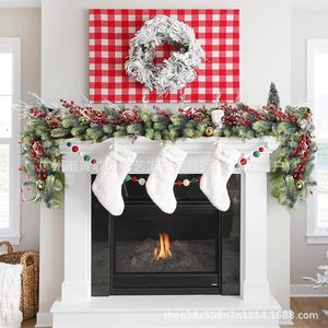 Guirlande d'aiguilles de pin artificielles Dingyi, 72 mailles, type queue de renard, double vert, décoration de Noël pour la maison, à suspendre au mur - Product Image 1